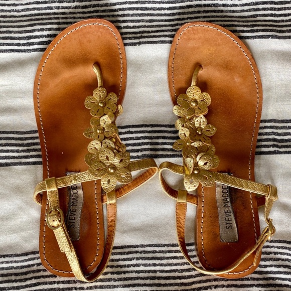 gold flower sandals